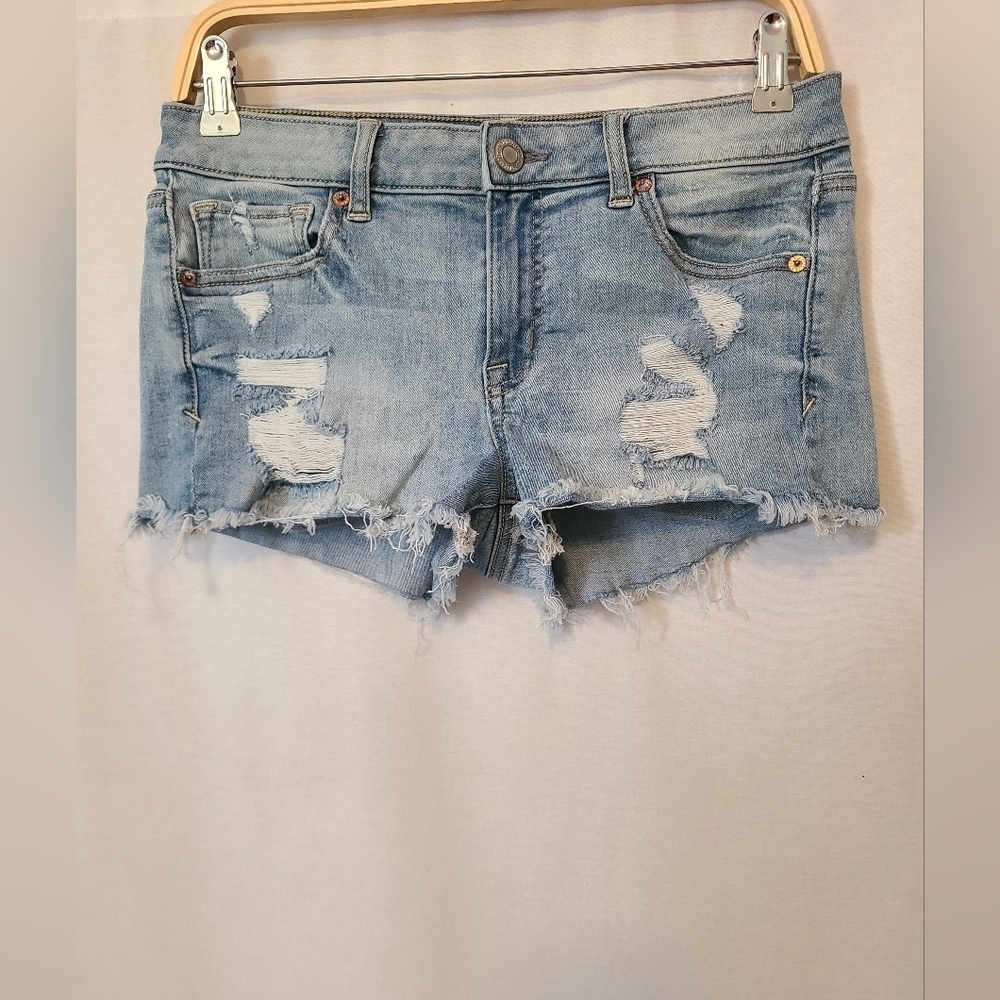American eagle next level stretch high rise Shortie denim shorts size 8 womens